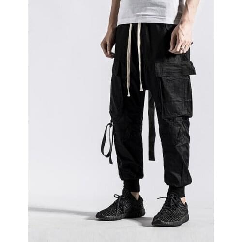 Casual personality fashion mens pants loose harem pant men feet trousers korean pantalones hombre cargo pantalon homme black