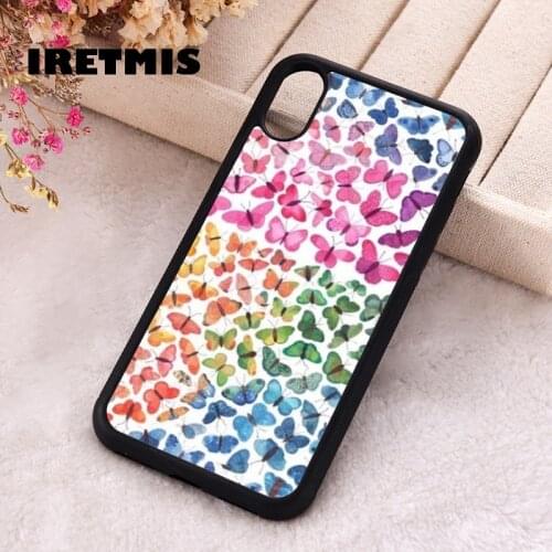 Iretmis 5 5S SE 2020 Phone Cover Case for iPhone 6 6S 7 8 Plus X Xs XR 11 12 Mini Pro Max Silicone Rainbow Butterflies