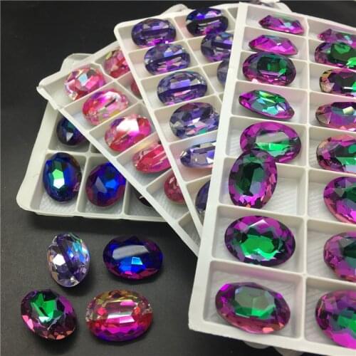 TopStone K9 Hight Quality Oval Glass Crystal Pointed Back Rhinestones 6x8mm 8x10mm 10x14mm 13x18mmLaser for Dress Making