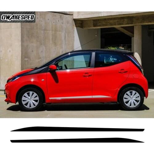 Carbon Fiber Sport Stripes Car Door Side Skirt Sticker For Toyota AYGO Auto Body Decor Vinyl Decals Racing Styling Accessories