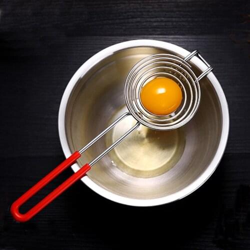 Portable Spiral Stainless Steel Egg Yolk White Separator Egg Yolk Remover Divider with Long Handle Kitchen Tools With Ear Hook