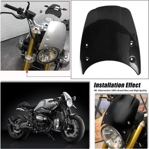 ABS Plastic Carbon Fiber Look Windshield Windscreen Flyscreen Wind Deflector For BMW R NINE T 2014 2015 2016 2017 R9T R NINET