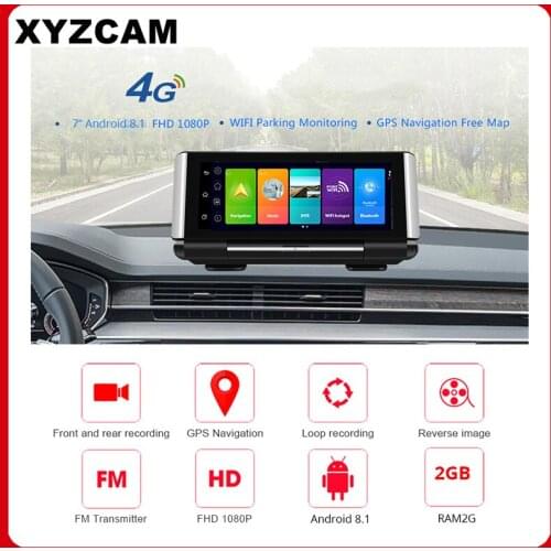 4G Android 8.1 Dash Cam ADAS GPS WIFI Car DVR Bluetooth Dashboard Navigation 1080P Touch Dual Lens Camera Auto Video Recorder