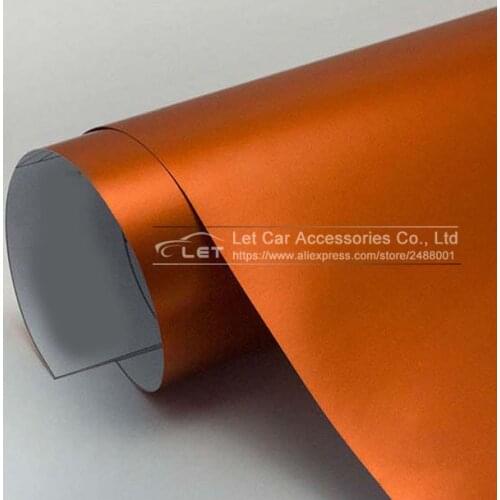High quality Orange Metallic Matt Vinyl wrap Car Wrap With Air Bubble Free Chrome Red Matt Film Vehicle Wrapping Sticker Foil