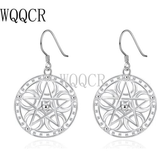WQQCR Hot Sale 925 Fashion Five-pointed Star Hollow Carved Shape Earring Jewelry Ladies Earring Earring Gift
