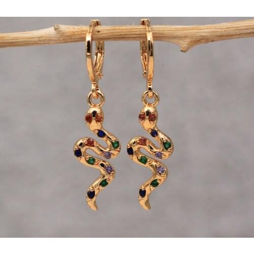 Dangle Drop Earrings Red Green Cubic Zirconia Animal Copper For Women Fashion Jewelry Accessories Wedding Anniversary Gift