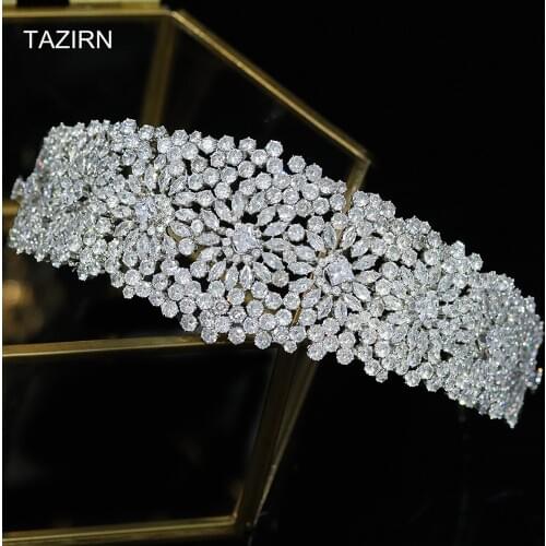 Sweet Cubic Zirconia Wedding Princess Headband CZ Bridal Tiaras Zircon Sweet 16 Quinceanera Headpieces Pageant Hair Jewelry