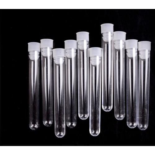 10Pcs/lot Plastic Transparent Laboratory Test Tubes With Lids Vial Sample Containers