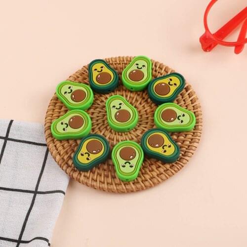 Kovict 10pcs Cartoons Avocado Baby Rodent BPA Food Free Silicone Teething Nursing Pacifier Clip Silicone Beads
