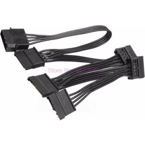 100pcs/lot 4Pin 18AWG Wire For Hard Drive IDE Molex to 5-Port 15Pin SATA Power Cable Cord Lead HDD SSD PC Server DIY HOT