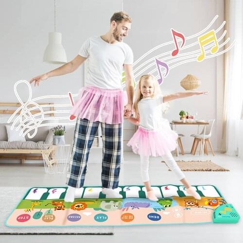 110x36cm Baby Music Toy with Cartoon Animal Voice Keyboard Play Mat Carpet Children Kids Gift Toys Musical Instruments