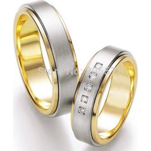 2014 bicolor gold plating western custom health titanium engagement and wedding rings sets