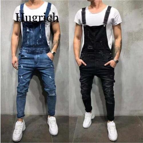 2020 HOT New Style Ripped Jeans Jumpsuits Hi Street Distressed Denim Bib Overalls For Man Suspender Pants