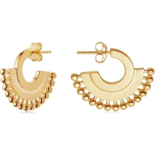 2020 New Copper Earrings Gold Zenyu Fan Hoops Environmental Protection Plating We Are Now in Stock