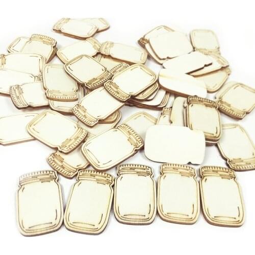 25/50/100 Vintage Canned bottle Wood Laser Cut Out Natural Wood Pieces Children Handmade Scrapbooking DIY Party Wedding Decora