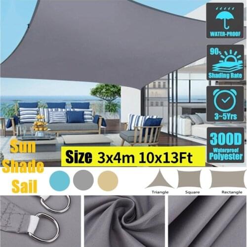 3X4M Waterproof Awning Sunshade Sun Shade Sail for Outdoor Garden Beach Camping Patio Pool Sun Shelter-10X13Ft