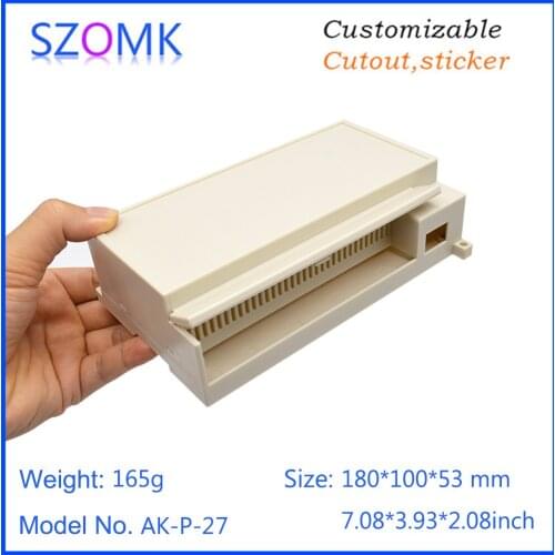 4 pcs 180*100*53mm szomk abs plastic din rail electronic enclosure for pcb circuit board new smart home plastic junction housing