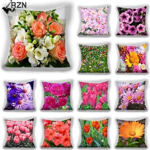 45x45cm Bright red flower cushion cover Home fashion decoration Throw Pillow Case Super Soft Short Plush Cushion Cover Fundas
