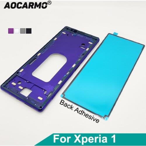 Aocarmo For Sony Xperia 1 / J9110 / XZ4 Middle Frame Metal Chassis Bezel Plate Bracket Panel With Adhesive Sticker