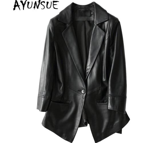 AYUNSUE Casual Women Genuine Leather Jacket 2020 Spring Autumn Natural Sheepskin Coats Real Leather Ladies Jackets HQ16-CJX1601A