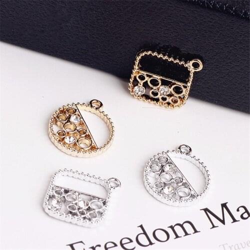 Free Shipping 10Pcs 40PCs Silver Gold Tone Plated Crystal Rhinestone Jewelry Charms DIY Ornament Jewelry Findings Pendant Charms