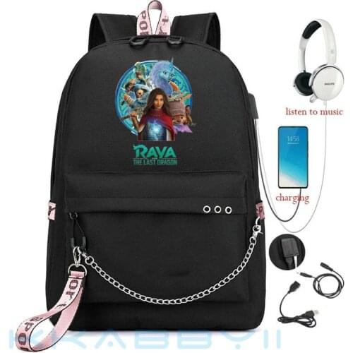 Disney Raya and The Last Dragon Backpack Women Men Laptop Backpack Teenager School Bag Travel Rucksack All-match Mochilas