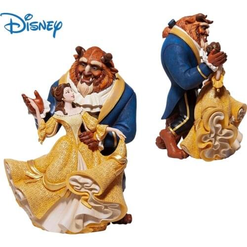 Disney Genuine Beauty and The Beast Anime Figures Belle Princess Action Cartoon Figure Resin Collection Model Toys Kids Gifts