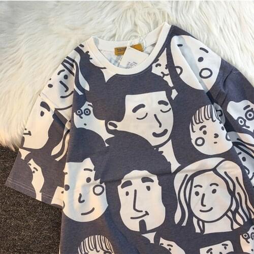 T-shirt Summer Short-Sleeved Round Neck Mens Fashion Loose Cotton All-match Style INS Lovers Student BF