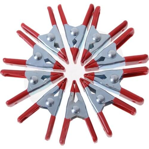 Hot 10pcs 2" Mini Metal Heavy Duty Spring Clamps Crocodile Clip Red Plastic Tips Tool Clips Grip Holder