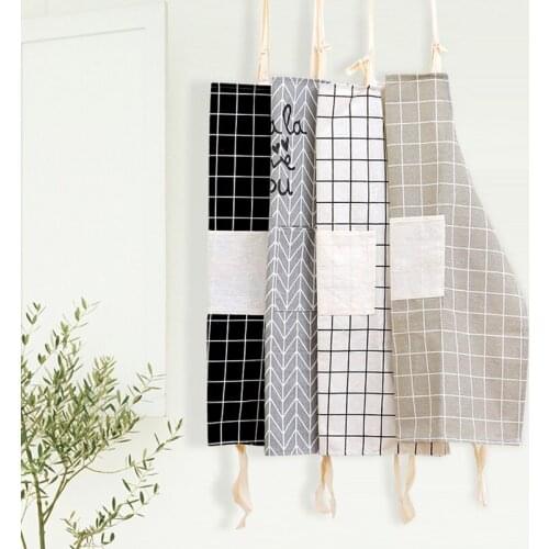 Cotton Kitchen Apron For Women Man Printed Unisex Cooking Aprons Tablier Cuisine Pinafore Apron For Cafe Shop Waiters