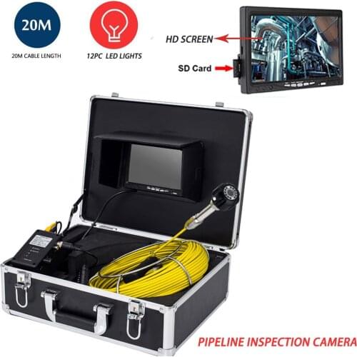 23MM Pipe Inspection Camera Waterproof 20m Cable 7inch LCD Monitor Industrial Sewer Drain Endoscope Video Recorder