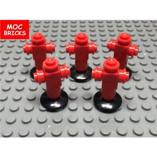 30pcs/lot MOC Bricks DIY Red fire hydrant City street facilities Fireplug HR Educational Building Blocks Kids figure Toys Gift