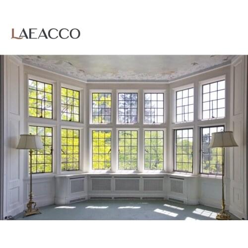 Laeacco Empty View Room Spring Sunshine Day Window Interior Scenic Photography Background Photo Backdrop Photo Studio Photozone
