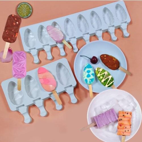 Meibum DIY Ice Cream Moulds Silicone Popsicle Molds Matching Set 50pcs Wooden Sticks Summer Kitchen Dessert Tools Cube Tray