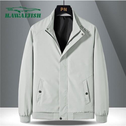Hawaifish brand mens jacket Autumn new trend handsome youth classic simple windbreaker stand collar loose style veste homme