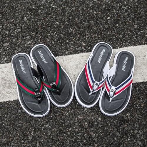 Mens Flip Flops Outdoor Slippers Summer Fashion Outer Wear Mens Flip-flops Personalized Sandals Non-slip Beach Shoes