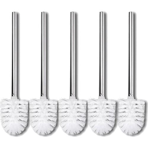 Pack Of 5 Toilet Brush Replacement Brushes White Brush Head Stainless Steel Handle Toilet Brush Toilet Brushes Brushes