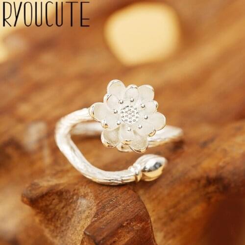 Charming Boho Lotus Flower Rings For Women Vintage Finger Ring 2020 Knuckle Female Fashion Jewelry Wedding Gifts