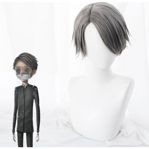 Fifth Personality The Initial Entry into The Mortal Division Dark Gray Tipped Ponytail Cos Game Wig Anime Cosplay Hair Wig 40CM