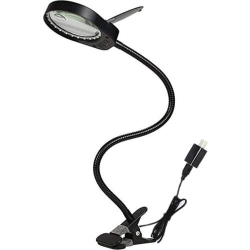 PDOK Hot Magnifier Flexible Neck Magnifying Desk Table Clamp Metal Hose 8X 100mm Lens Loupe Repair Magnifier