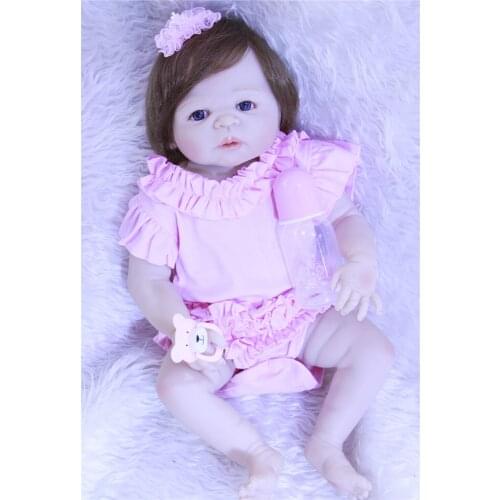 Full silicone reborn baby girl dolls 22inch lifelike fake baby princess BJDdoll bebe dolls com corpo de silicone menina bonecas