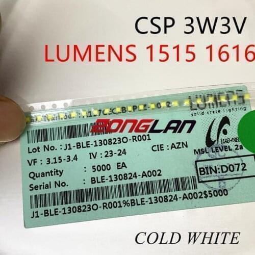 50PCS LUMENS LED Backlight Chip Scale Package 3W CSP 1616 3V Cool white 190LM LCD Backlight for TV TV Application A142AEAEBP28A