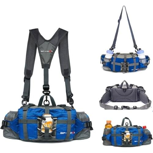 Outdoor Fanny Pack Hiking Fishing Waist Bag 2 Water Bottle Holder Lumbar Pack 800D Waterproof Nylon Cycling Climbing Backpack