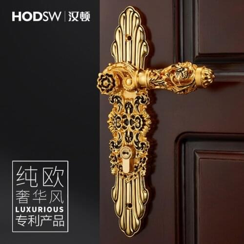 Zinc Alloy Door Lock Handle Anti-Theft Mute Gate Lock Fashion Luxurious Interior Door Knobs Lock
