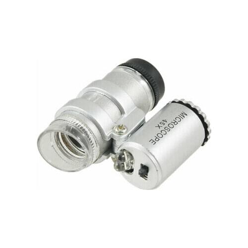 Gray Round Gemstone Jewelry 45X Mini Loupe LED Magnifier