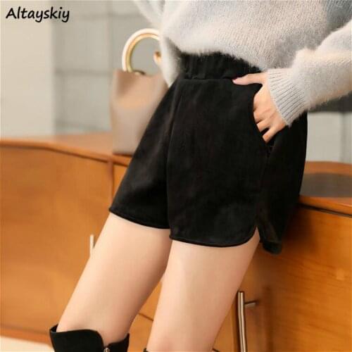 Shorts Women Solid Simple Loose Korean Style Casual Womens All-match Female High Quality Lovely Breathable Plus Velvet Thicker