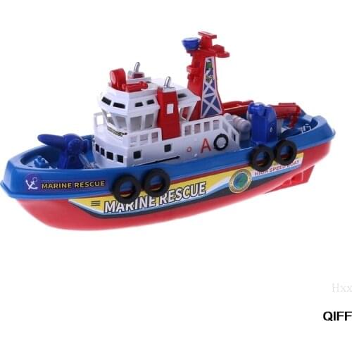 Fast Speed Music Light Electric Marine Rescue Fire Fighting Boat Toy for Kids Hxx