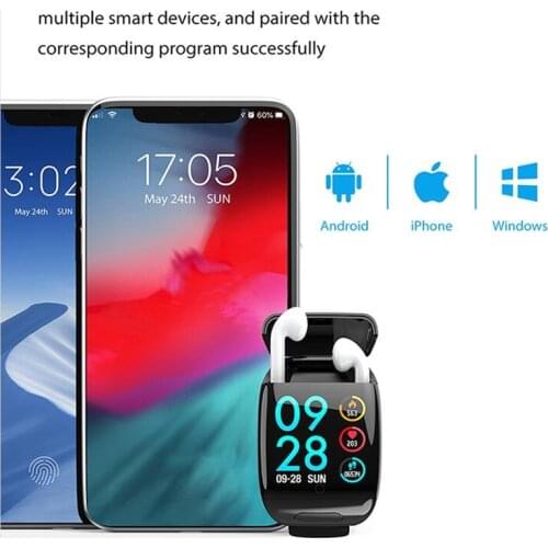 GOLDENSPIKE Smart Watch with Wireless Headphones Bluetooth 5.0 ECG Blood Pressure 2 in 1 Noise Reduction BT calls Smartwatch Men