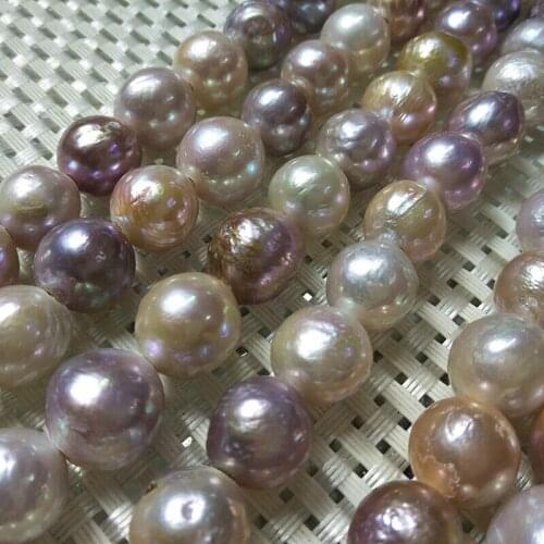 12-14mm Super Big Natural Baroque Pearl Necklace Strand String 40cm Long Mix Pearl Color