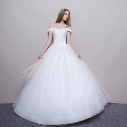 Off Shoulder Ball 2020 White Ivory Wedding New Beaded Bridal Gown Lace Up